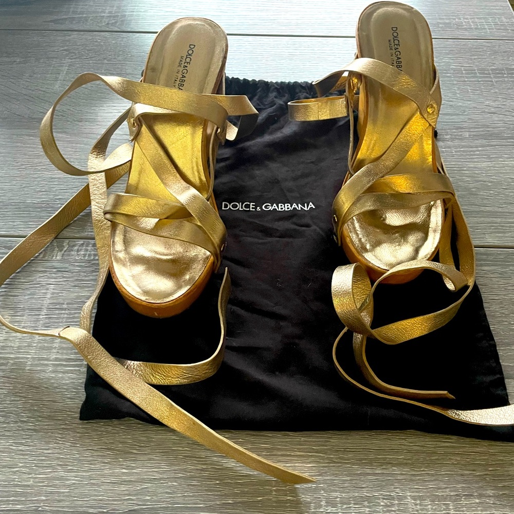 Dolce & Gabbana Strappy Gold Sandal
